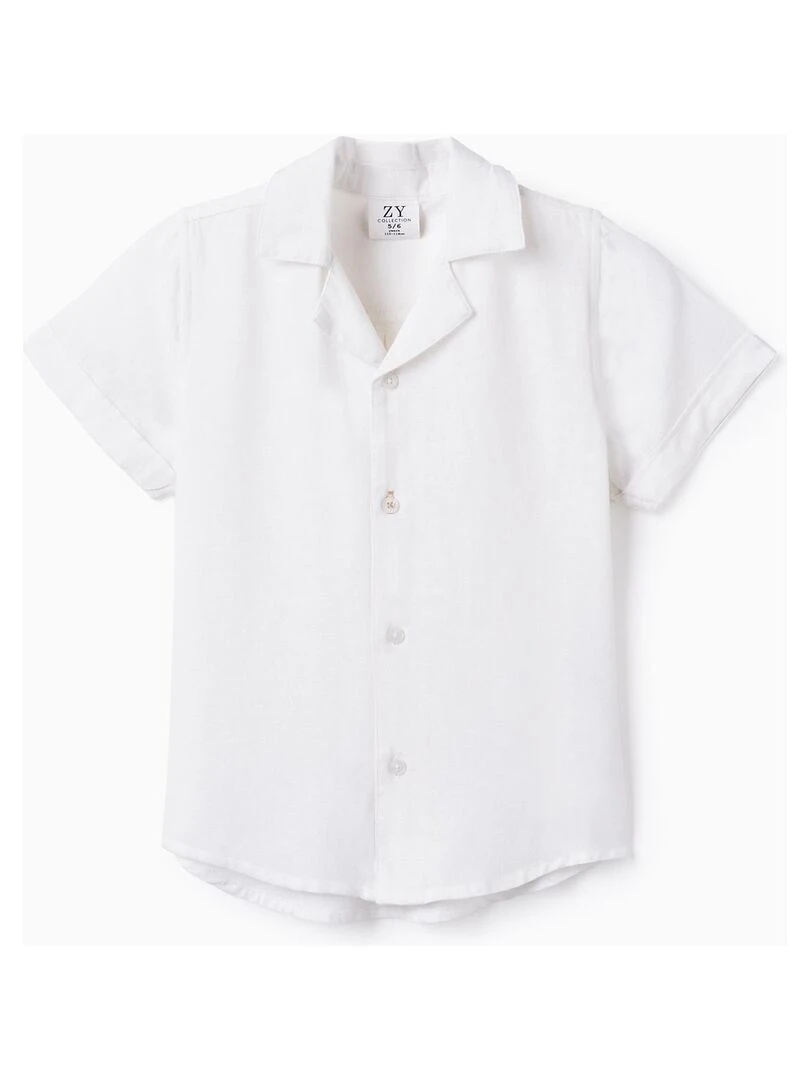 Chemise à Manches Courtes en Lin pour Garçon manches courtes Blanc