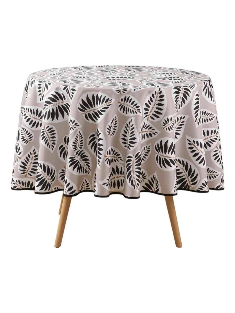 Nappe ronde Feuilles alma Noir