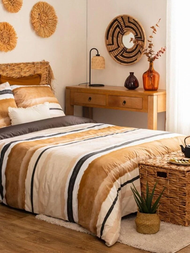 Housse de couette Hana + taie(s) coton percale 80 fils Jaune