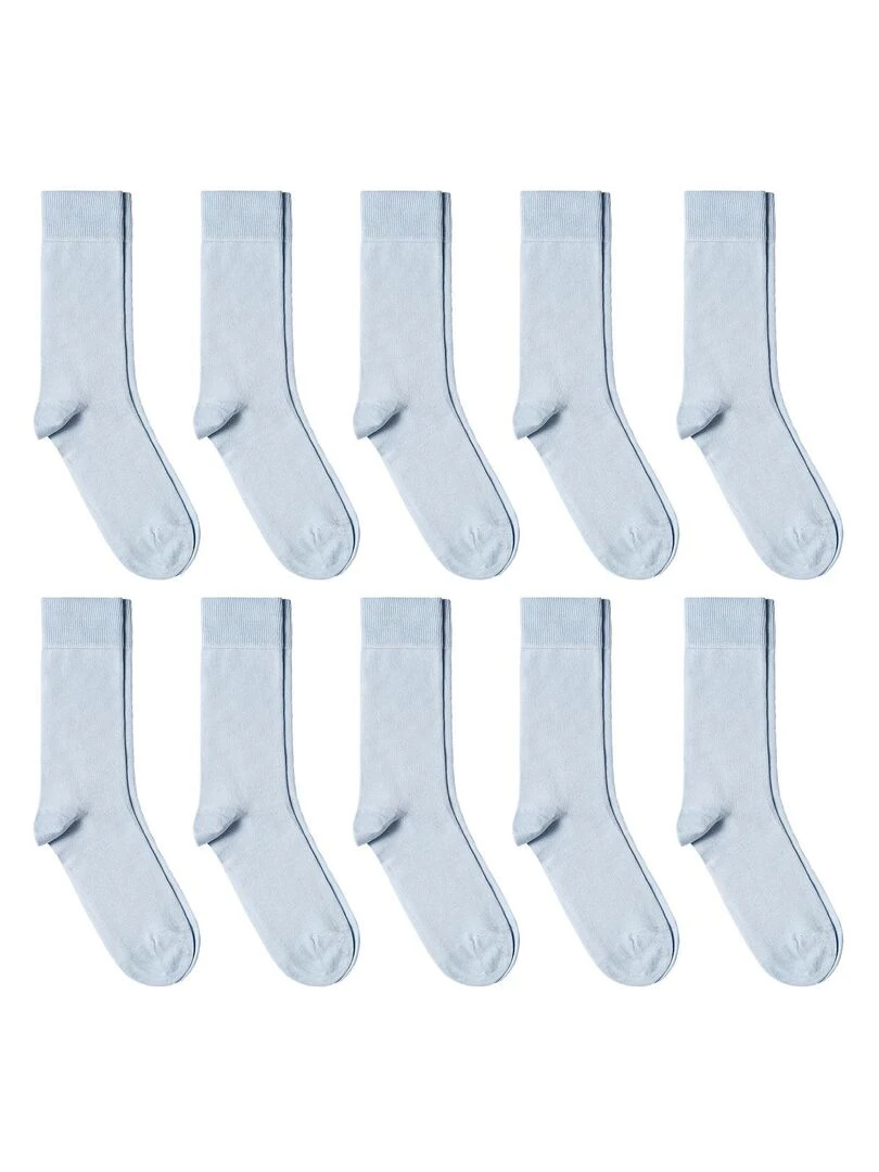 Chaussettes Jersey Coton Lot 10 Paires Fabrication UE Bleu ciel