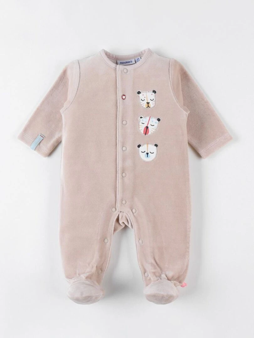 Pyjama 1 pièce tigre en velours Noukie's Gris