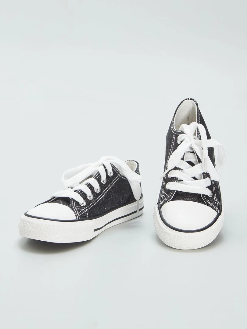 Baskets basses en toile pailletées   noir