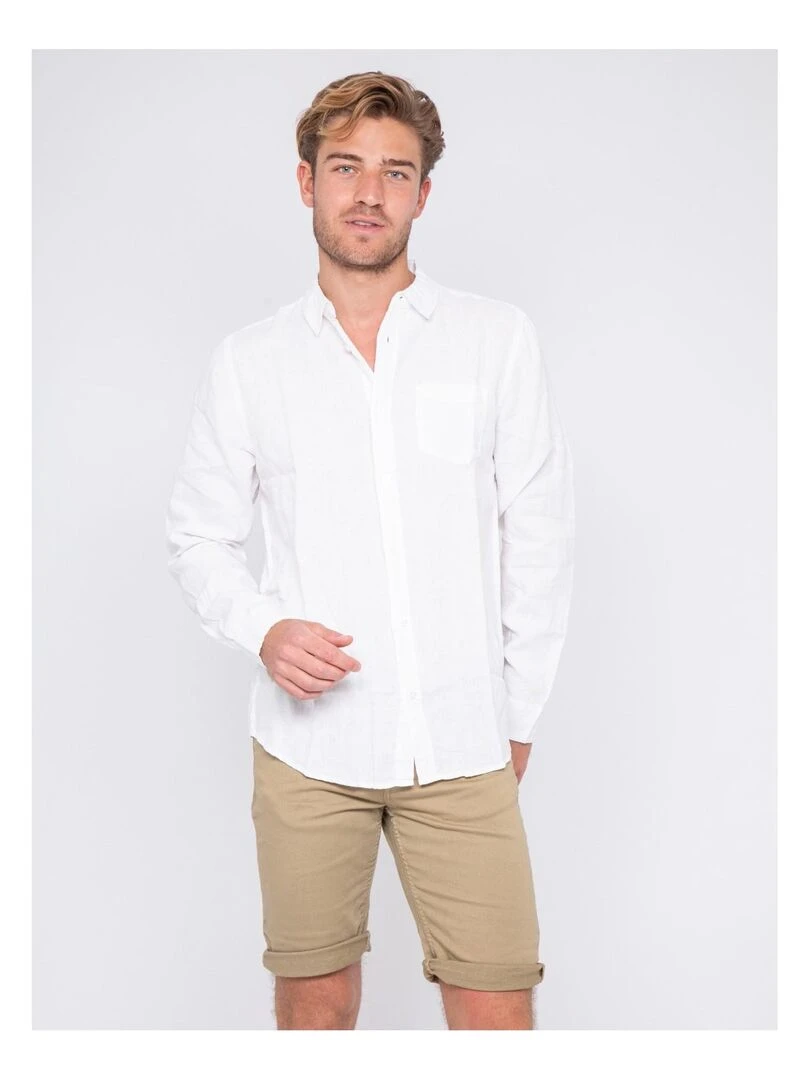 Chemise manches longues pur lin DALAMO Blanc