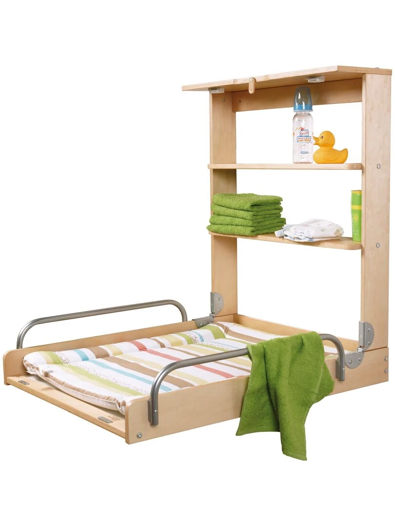 ROBA Table À Langer Murale + Matelas À Langer "Dschungelbaby"   Naturel   Marron