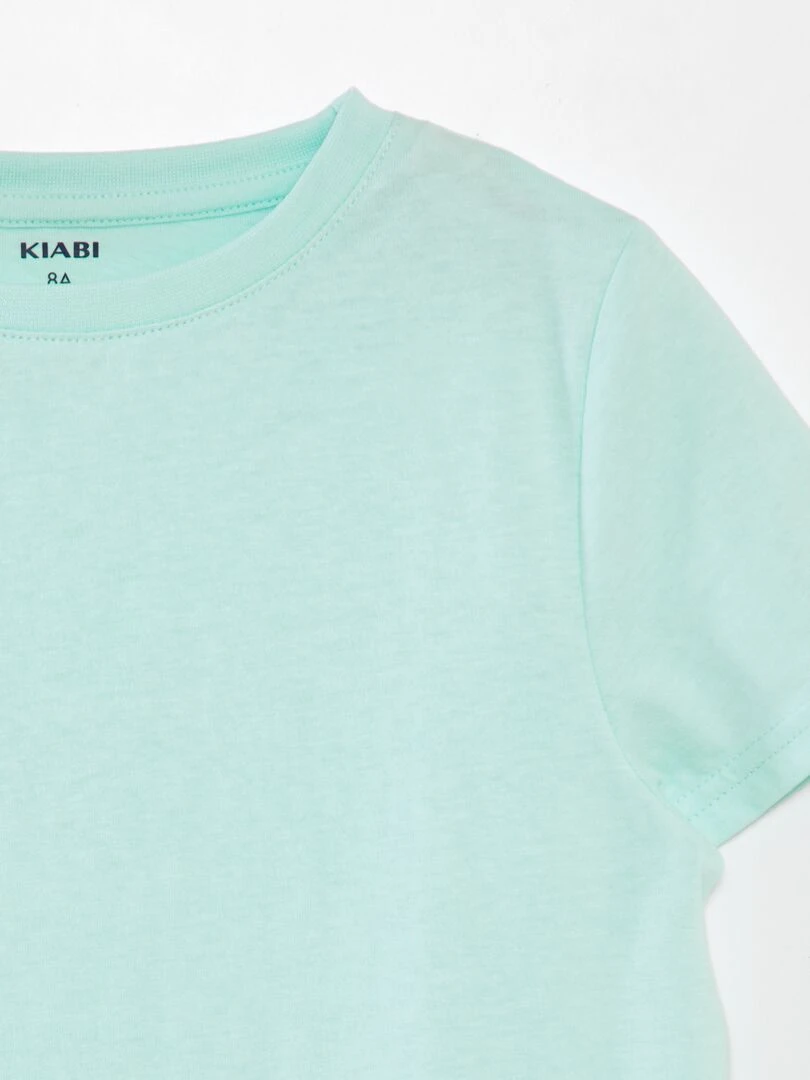 T shirt uni à col rond Vert