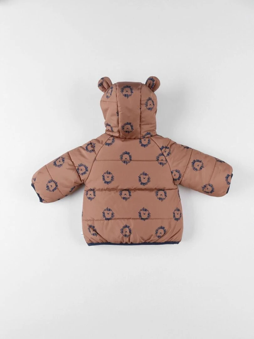 Veste déperlante lion doublée de Groloudoux  caramel/bleu   Noukie's   Marron