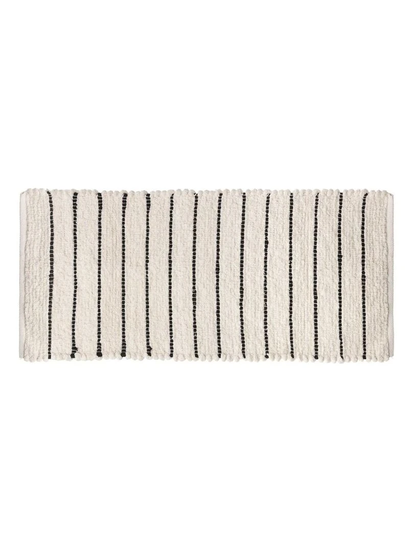 Tapis de salle de bain microfibre rayé 50x120 coton Blanc
