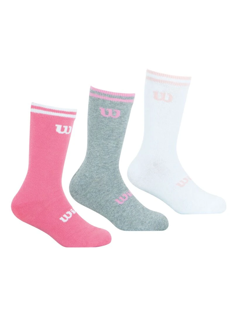 LOT DE 3 PAIRES DE CHAUSSETTES WILSON BLANC ROSE GRIS Rose