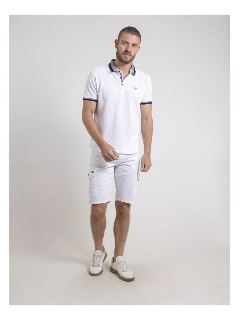 Polo manches courtes pur coton PEPANOLO   Blanc