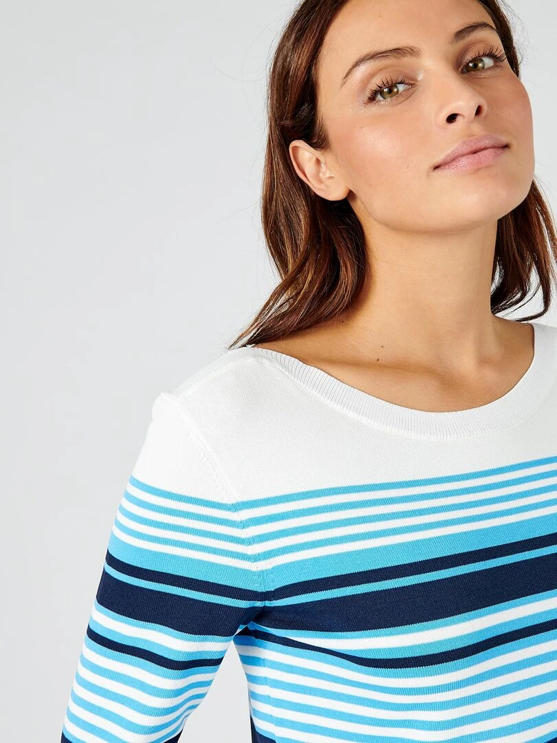 Pull esprit marinière Damart Bleu
