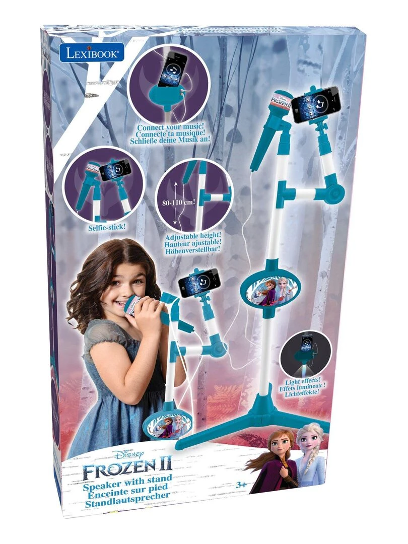 Microphone Sur Pied Lumineux Ajustable Avec Haut parleur  Effets Sonores  Reine Des Neiges   N/A