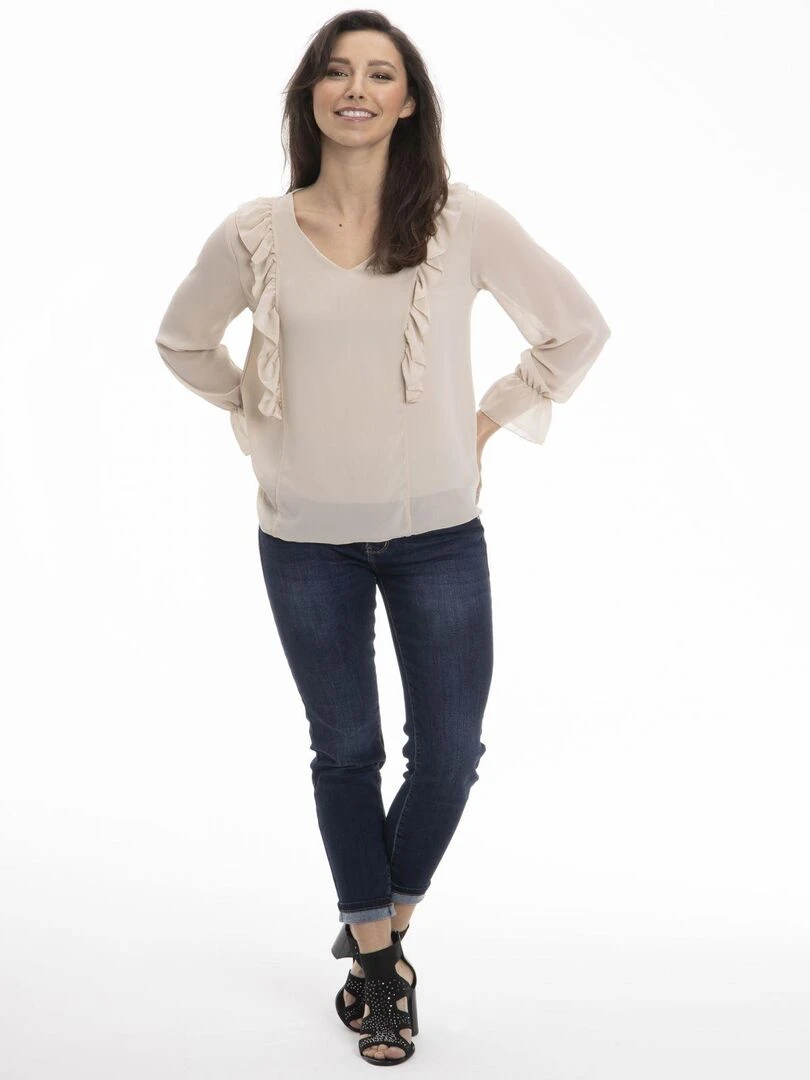 Chemise col tunisien CAROLE Gérard Pasquier Beige