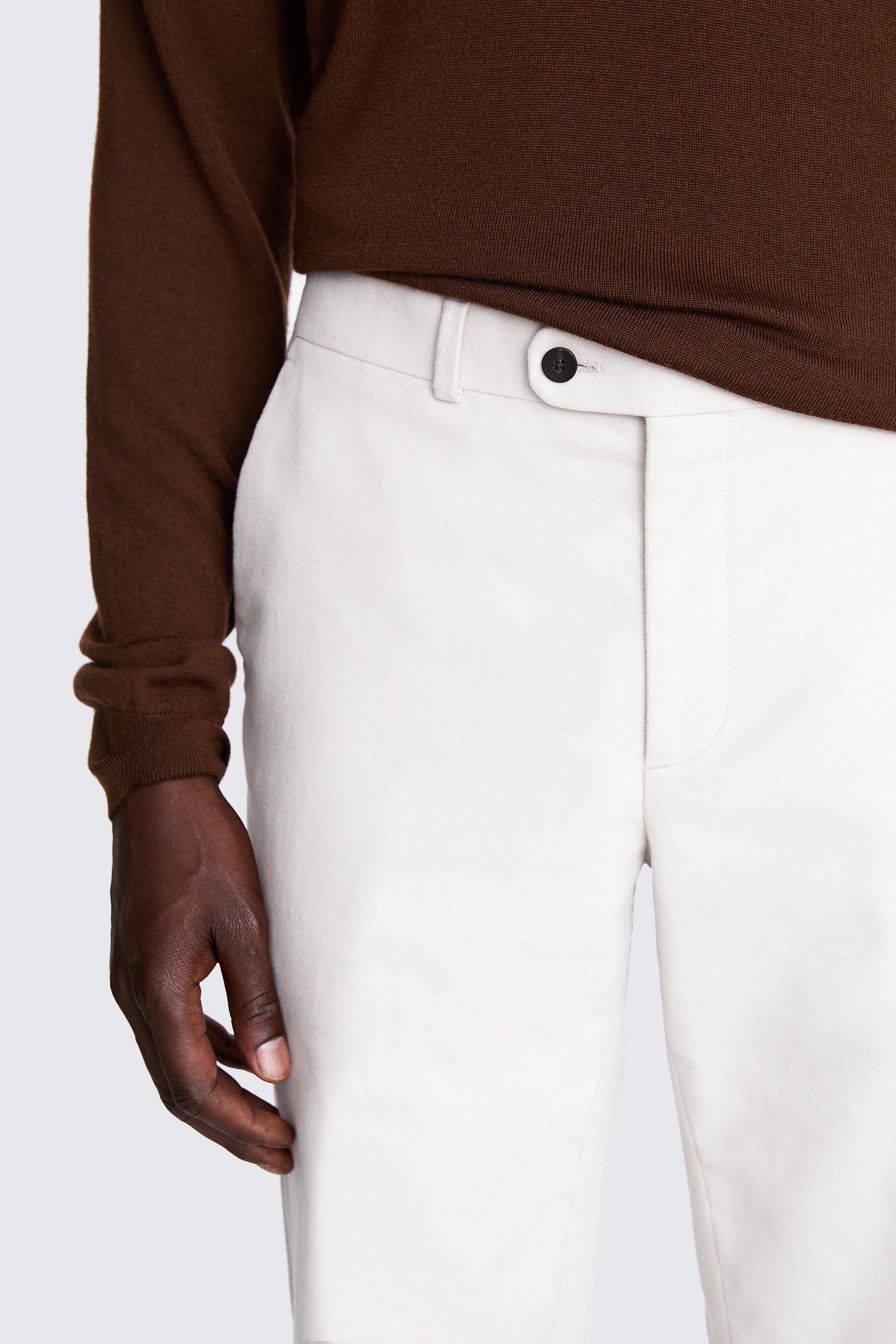 Tailored Fit Winter White Moleskin Trousers   Buy Online at Moss