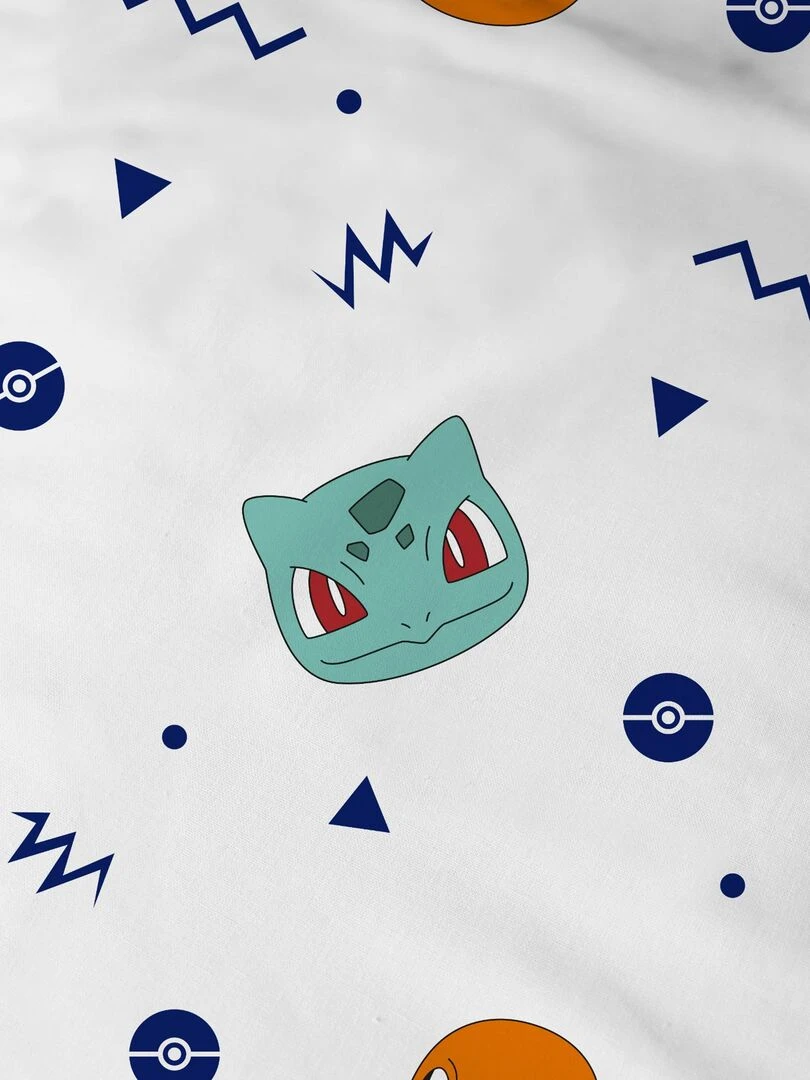 Drap housse imprimé 100% coton POKEMON ZIGGY Blanc
