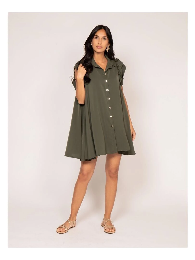 Robe courte boutonnée ILLISA   Kaki