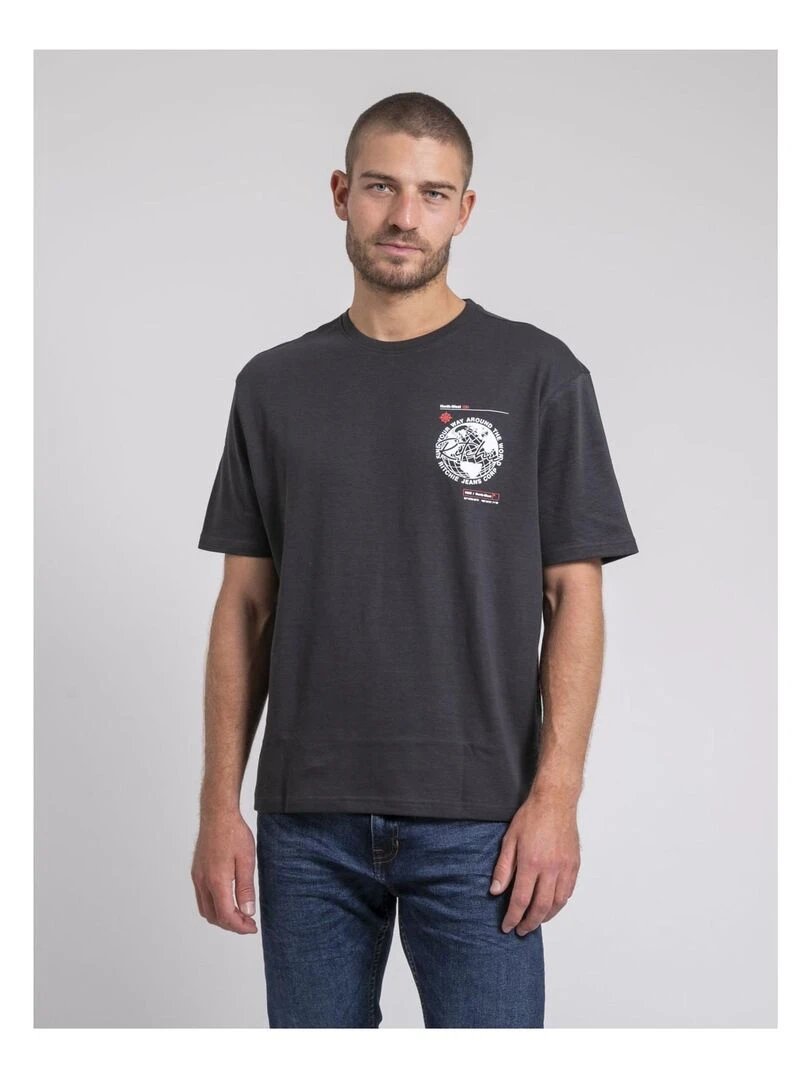 T shirt col rond oversize pur coton JOHART Gris