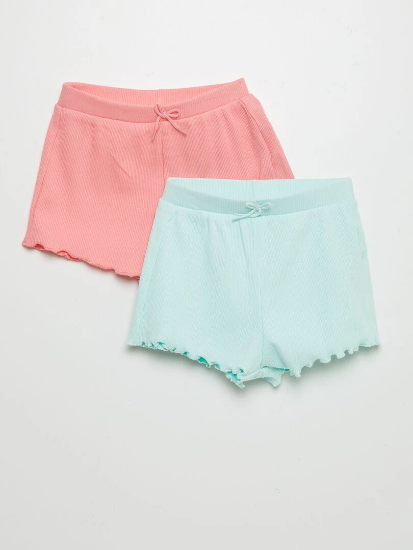 Lot de shorts côtelé 2 pièces Vert / rose