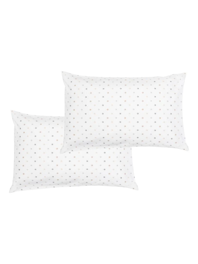 Lot x2 Taies d'oreiller 100% coton Bio 'Ptit Basile' Multicolore
