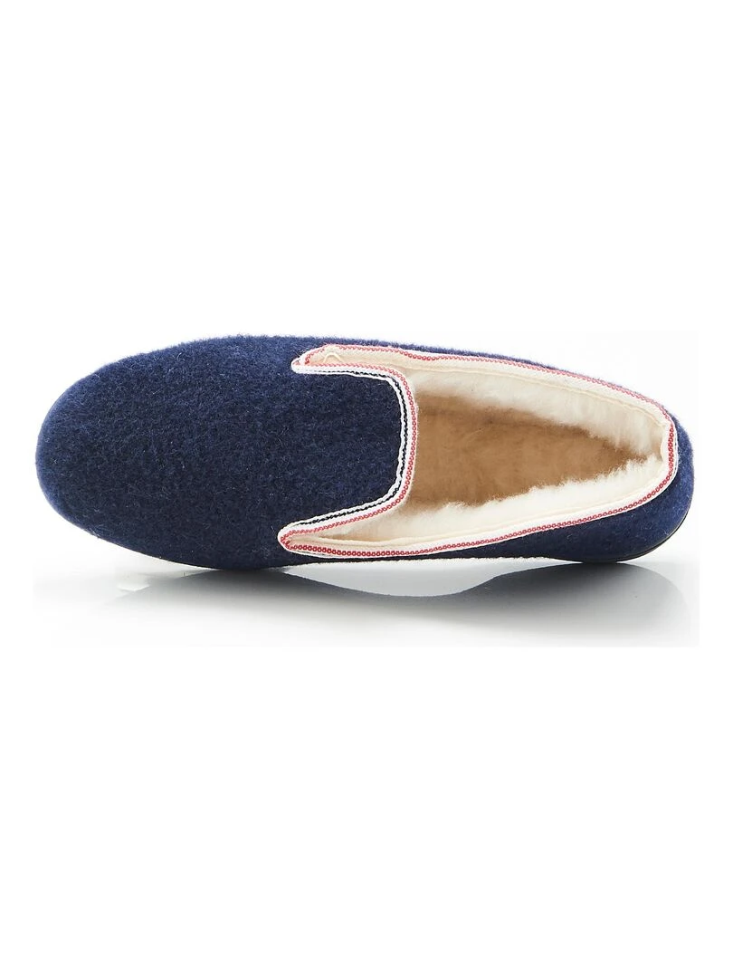 Charentaises carreaux ou unies Thermolactyl Damart Bleu marine