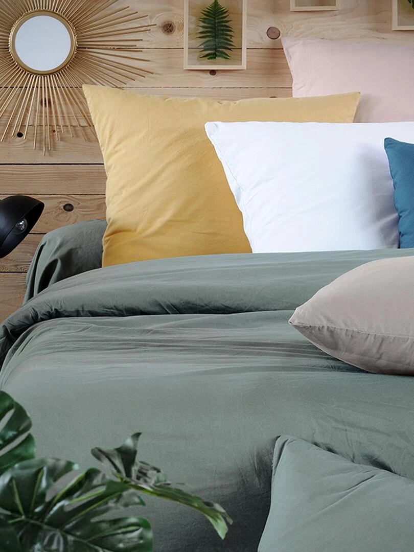 Taie d'oreiller en coton lavé   Taupe