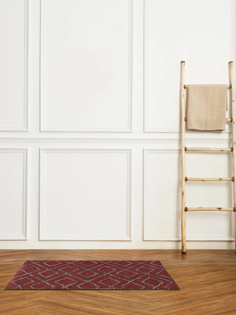 Guy Levasseur   Tapis de bain en coton fantaisie terracotta   Rouge