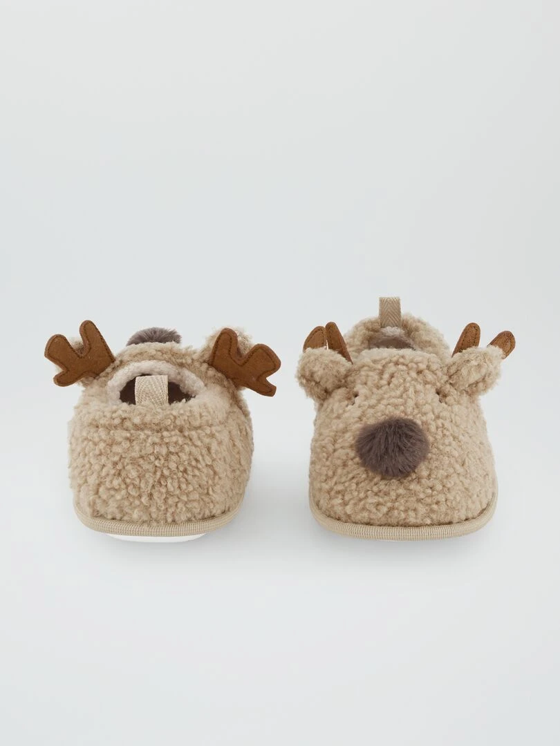 Chaussons de 'Noël' animés   Beige