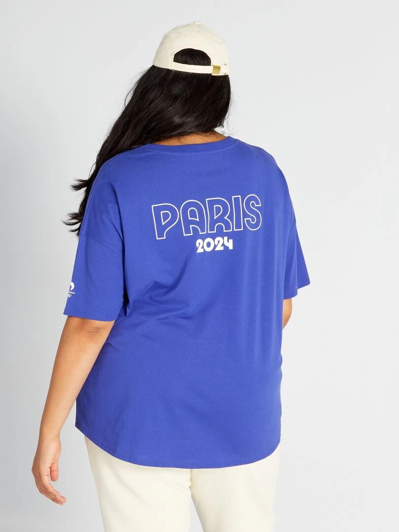 Tee shirt col V   Paris 2024   Bleu violet