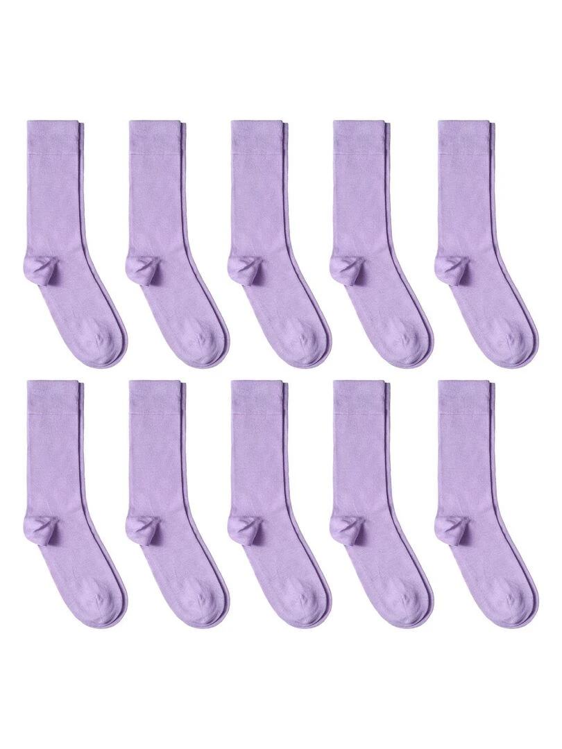 Chaussettes Jersey Coton Lot 10 Paires Fabrication UE Mauve lilas