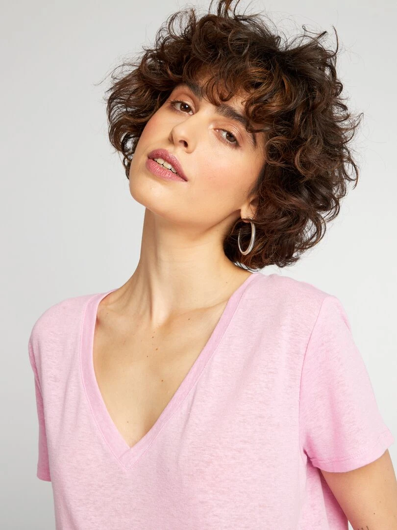 T shirt basique manches courtes   Violet