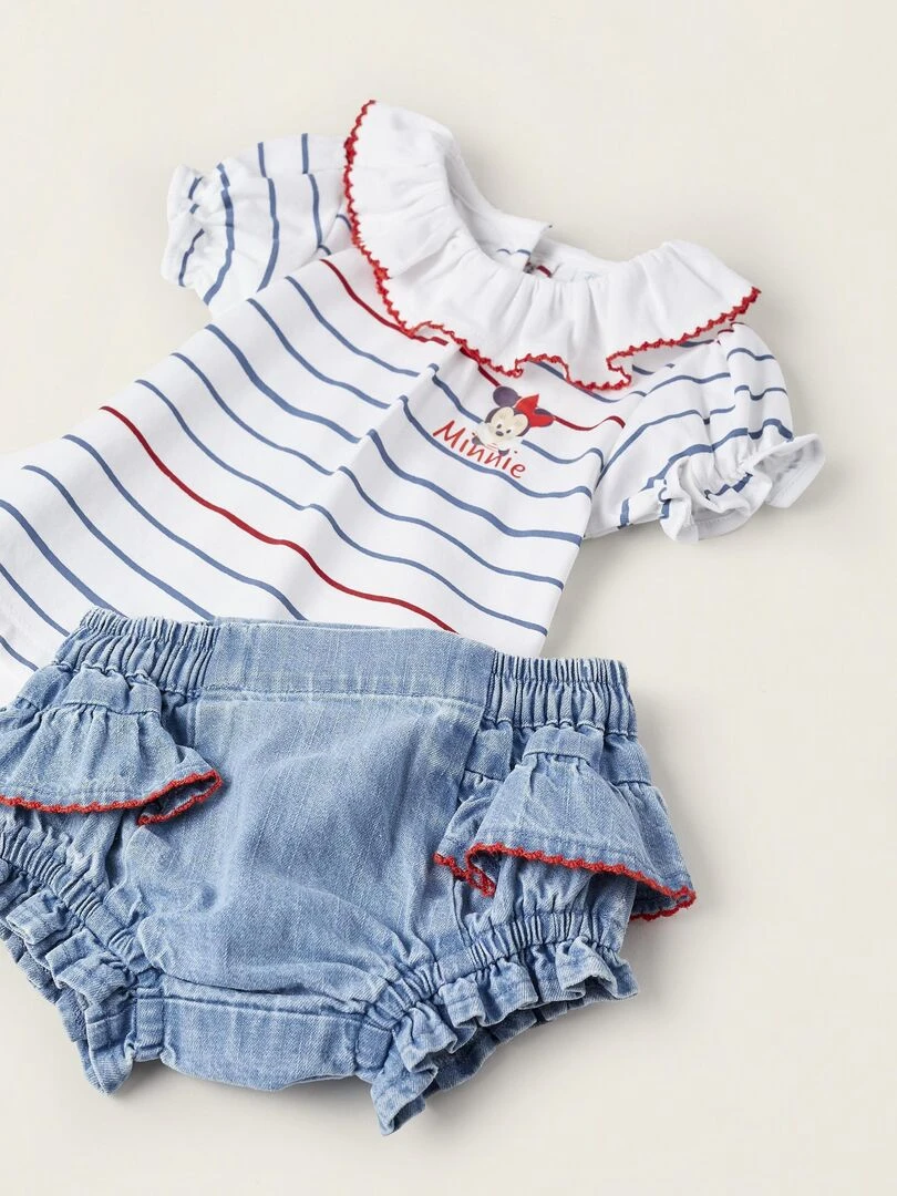 T Shirt + Bloomer pour Nouveau Né 'Minnie'  MINNIE   Blanc