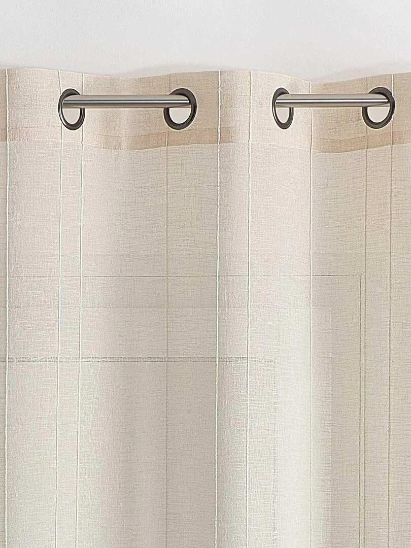Voilage tamisant uni à fines rayures   Beige