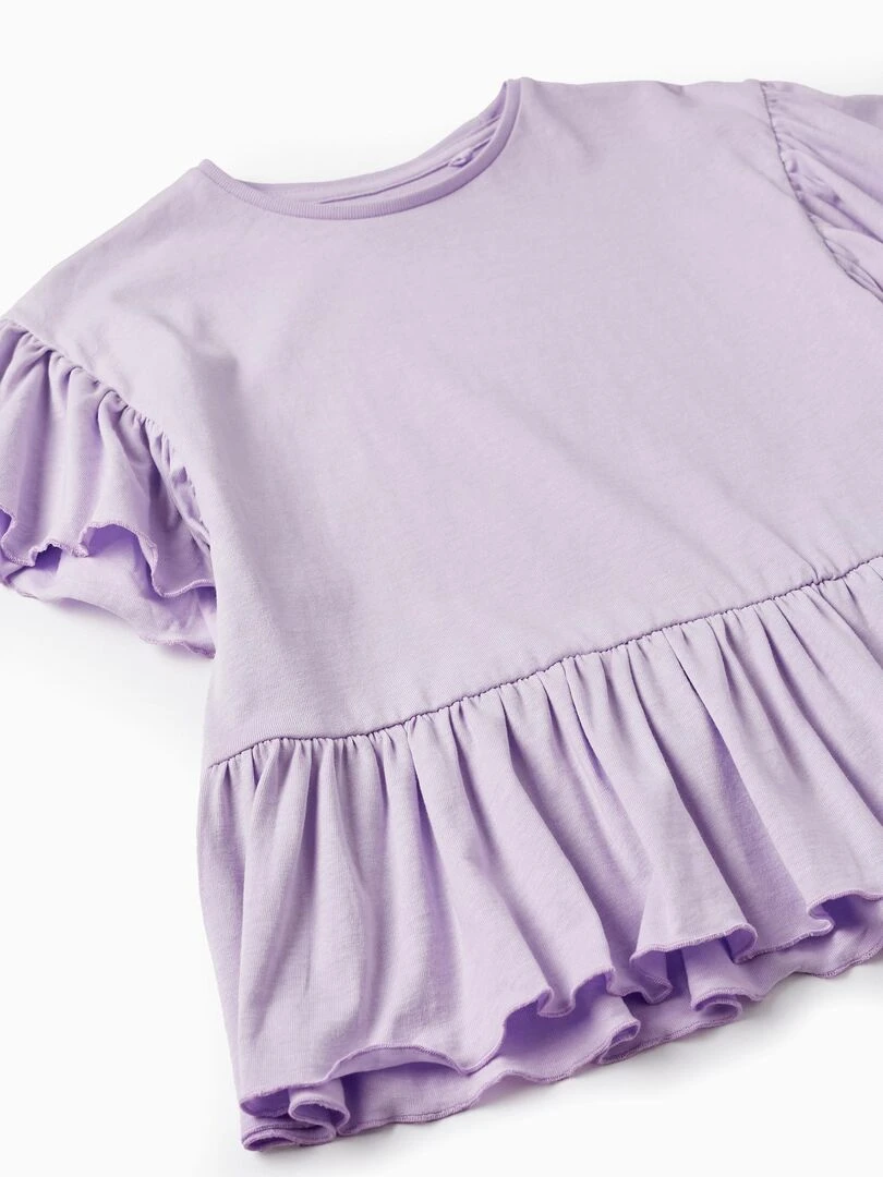 T shirt en Coton avec Volants pour Fille manches courtes EXPLORING AUSTRALIA   Mauve