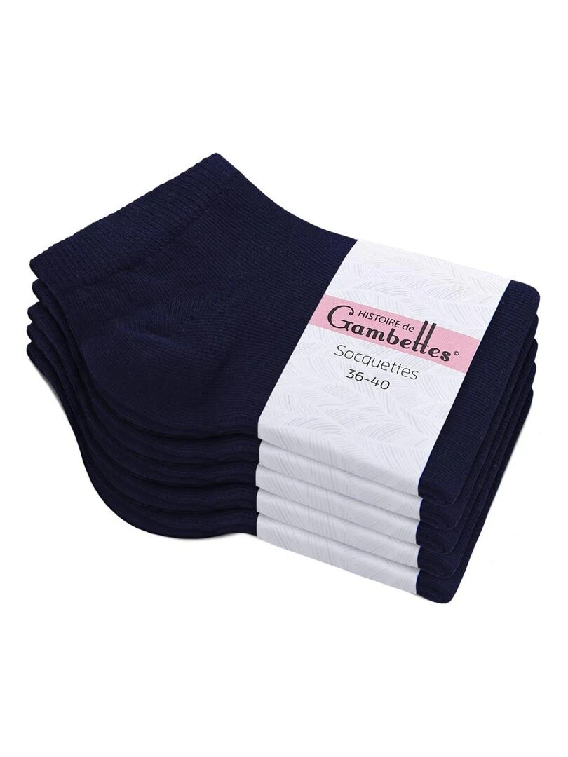 Socquettes Coton Prémium Lot 5 Paires Fabrication UE Bleu marine