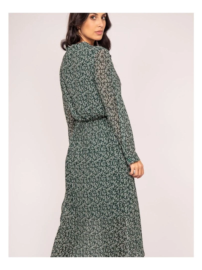 Robe longue motifs plissée IFLOR   Beige