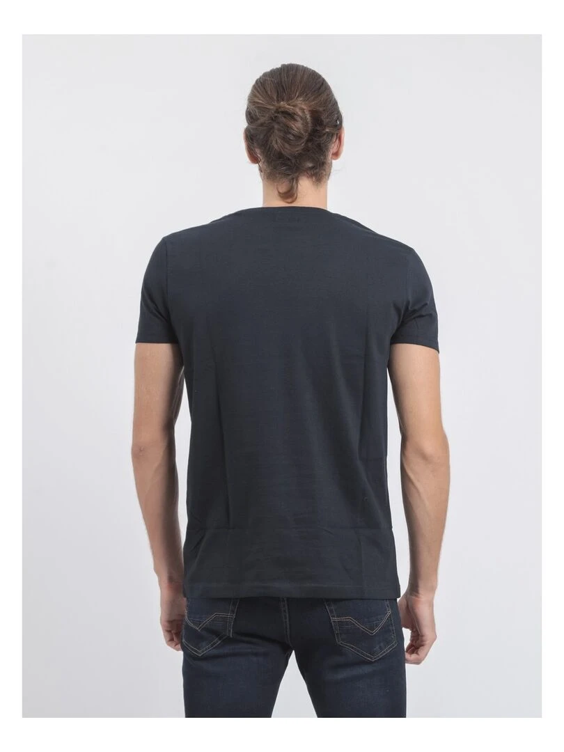 T shirt col rond pur coton JUPITOLI Bleu marine