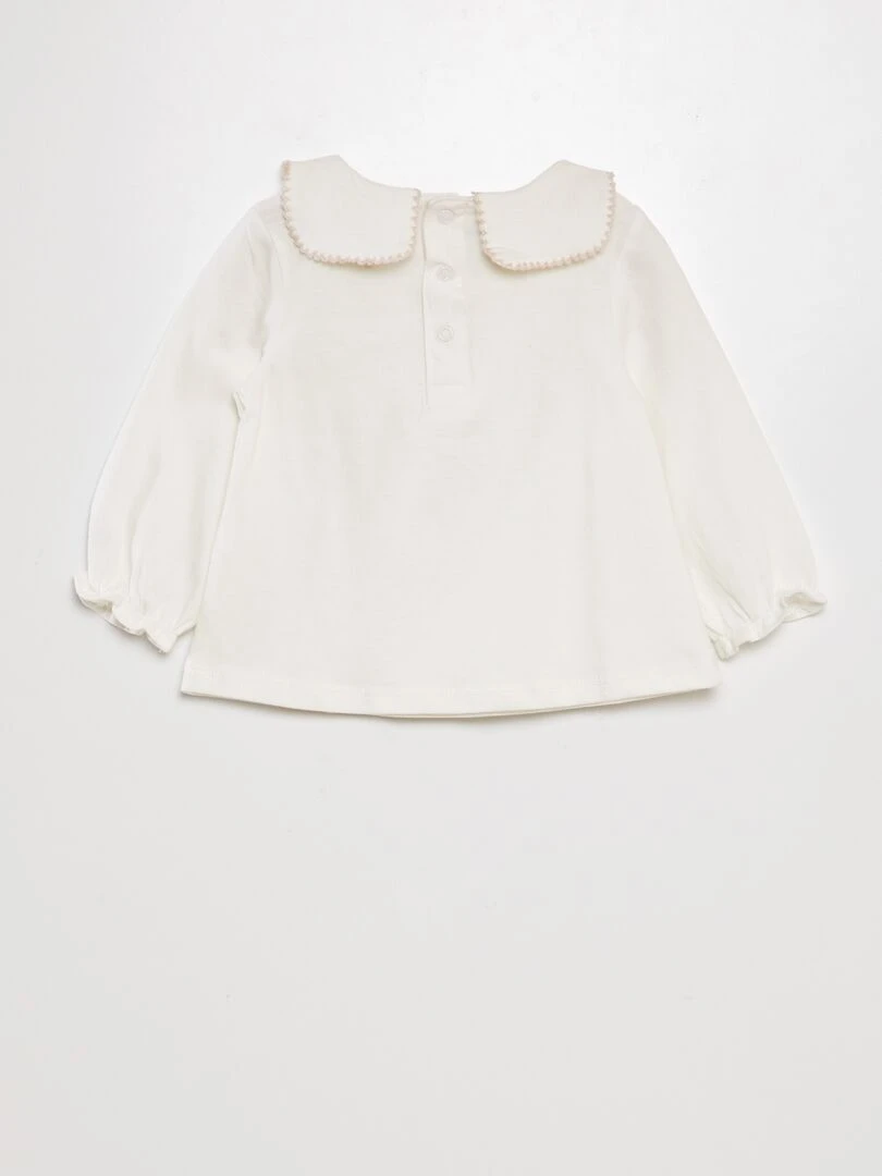 T shirt manches longues à grand col   blanc