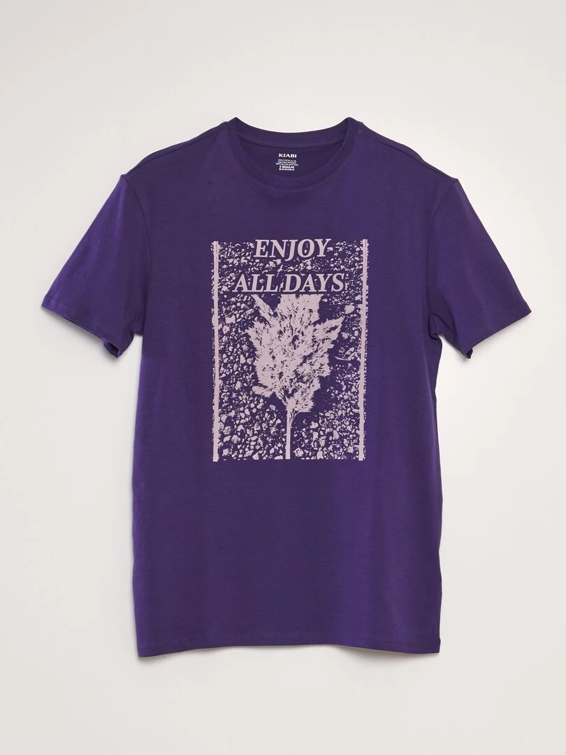 T shirt imprimé à col rond Violet