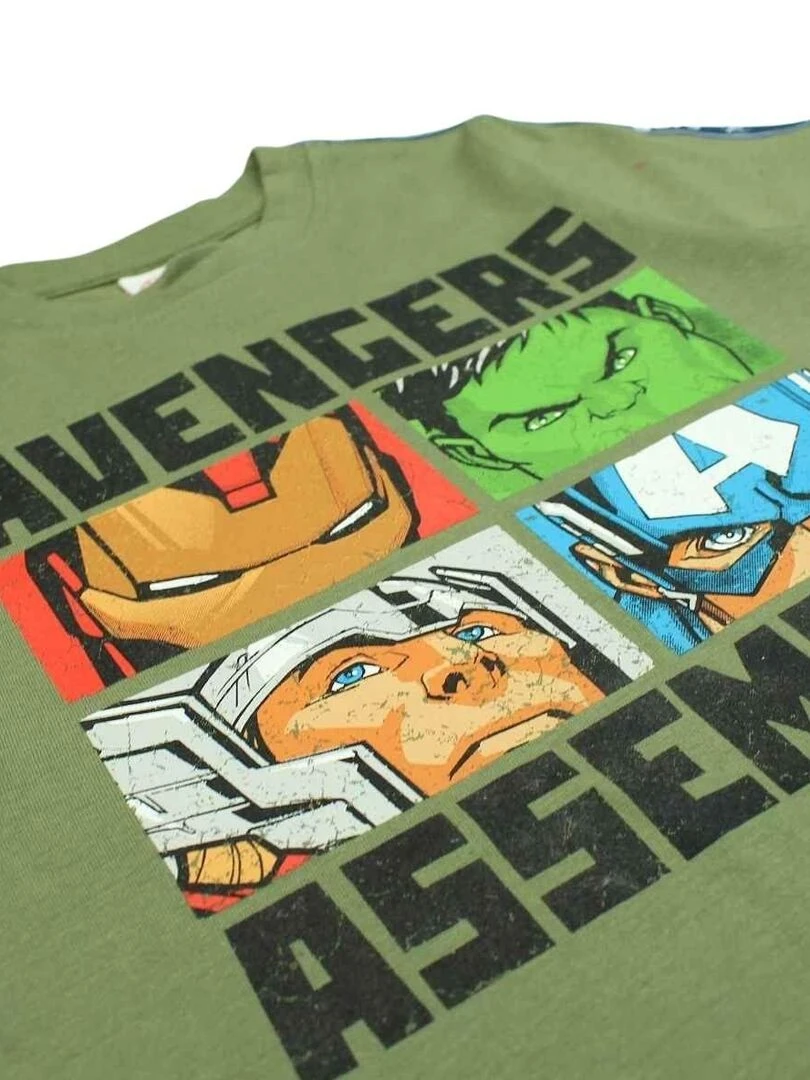 Avengers   T shirt garçon imprimé Avengers en coton   Kaki