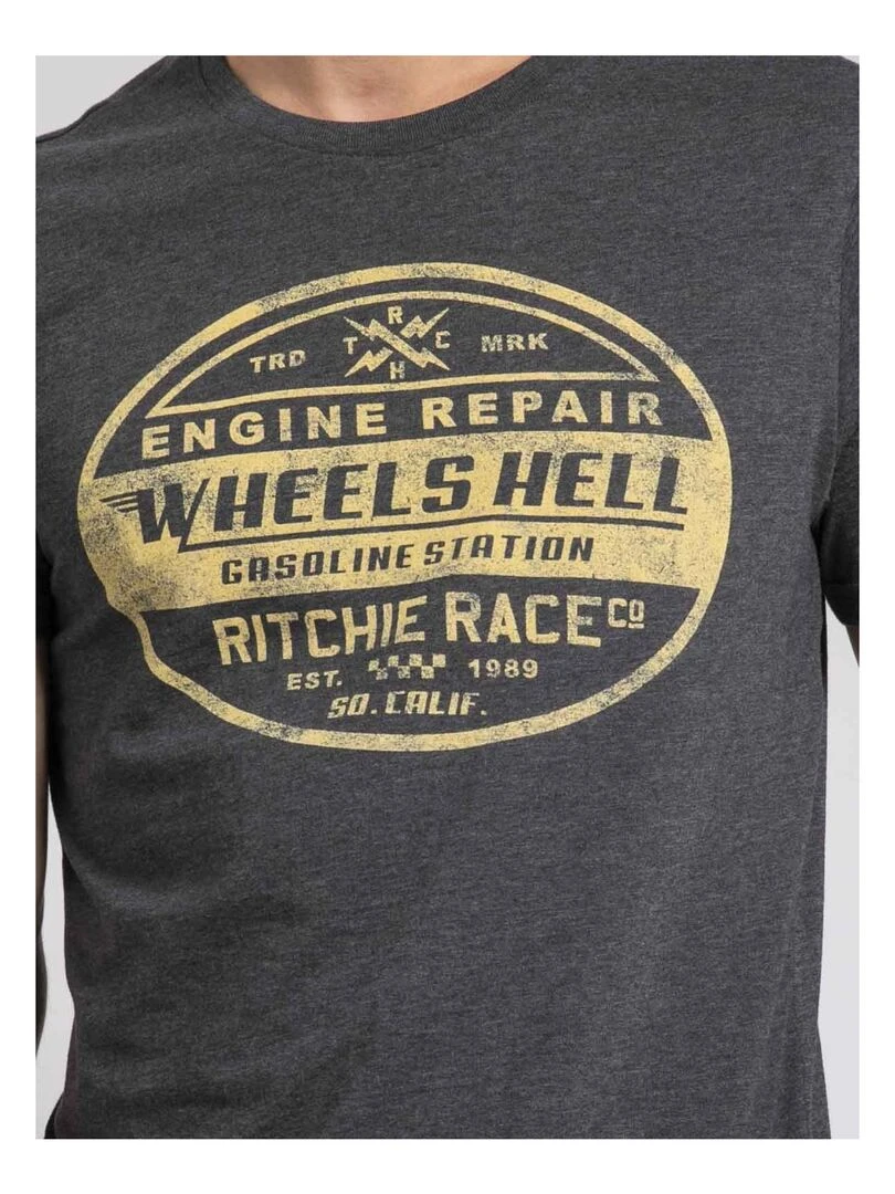 T shirt col rond pur coton JAKOTA   Gris