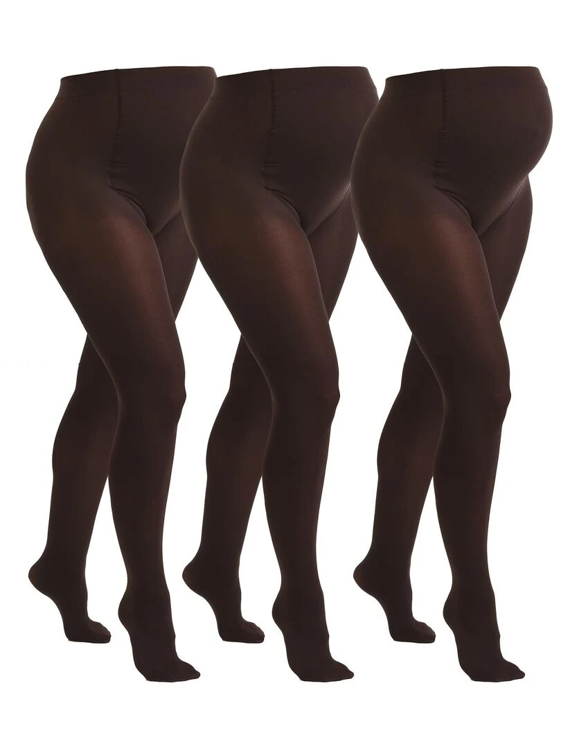 3 Pack Collants de grossesse opaques confortables 60den Marron