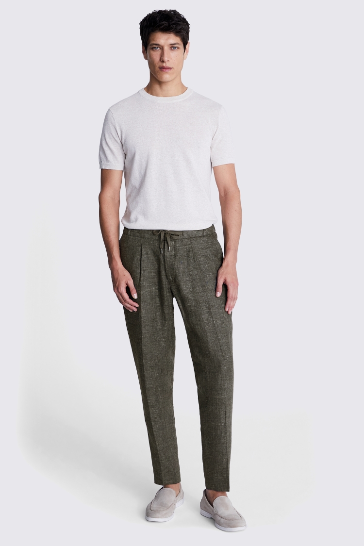 Khaki Linen Worker Joggers Buy Online at Moss