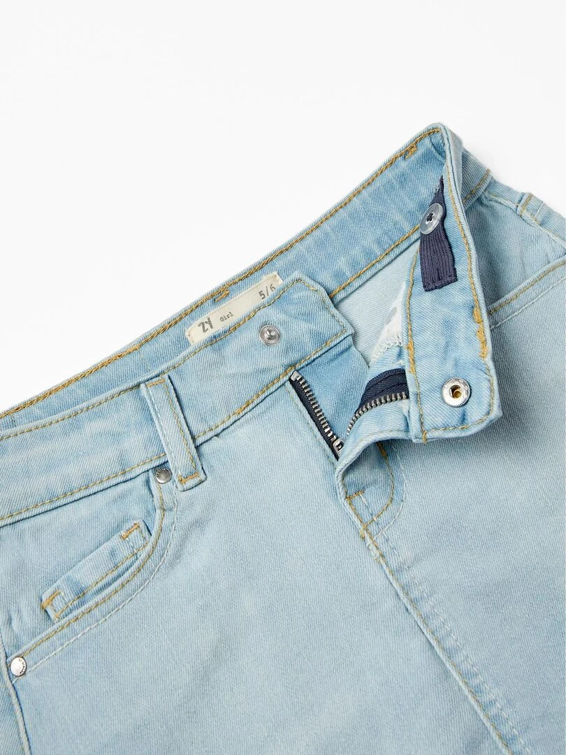 Jupe en Denim de Coton Fille  READY PLAYER   Bleu clair