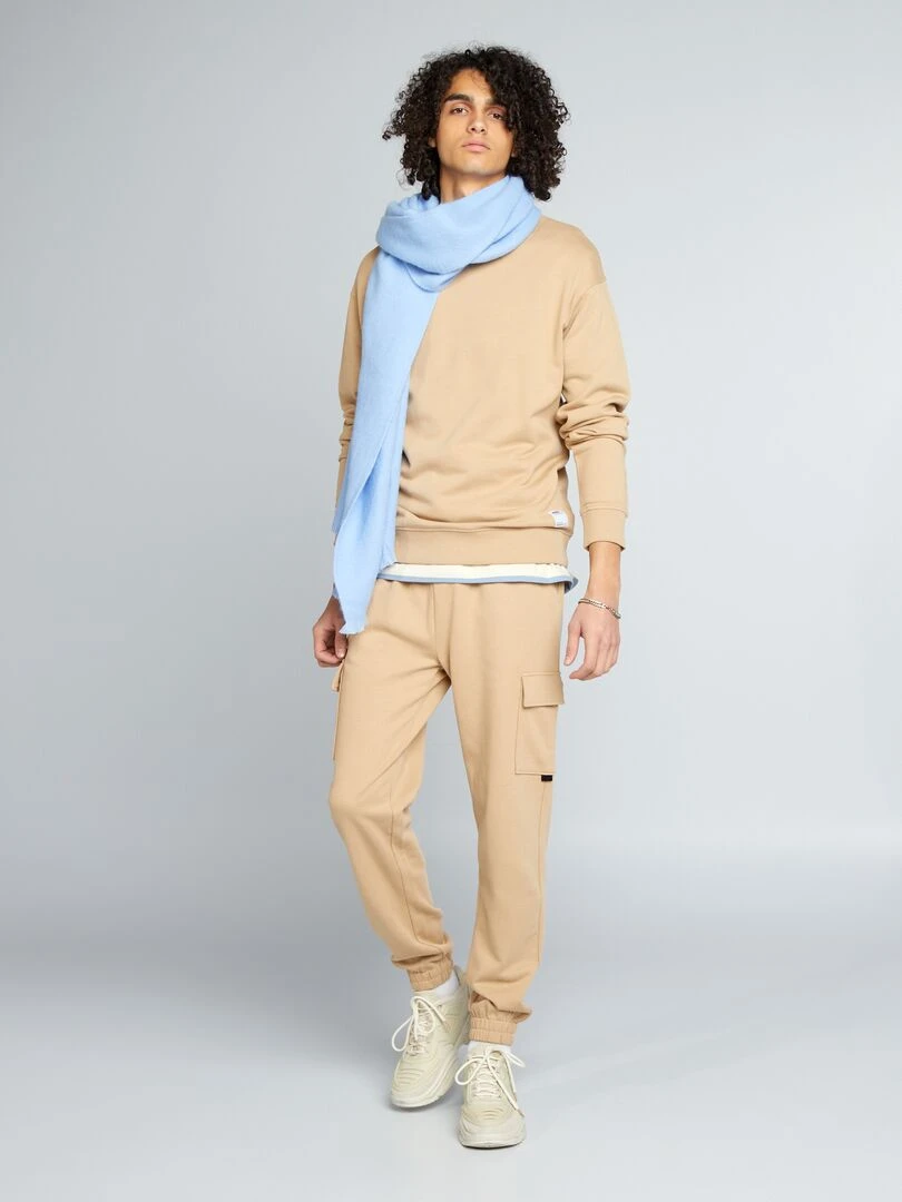 Sweat col rond à détail   Beige