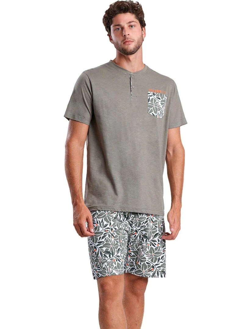 Pyjama short t shirt Plants Lois Kaki