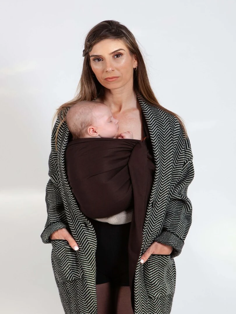 Echarpe Tissée Sans Nœud   Espresso   Noir Marron