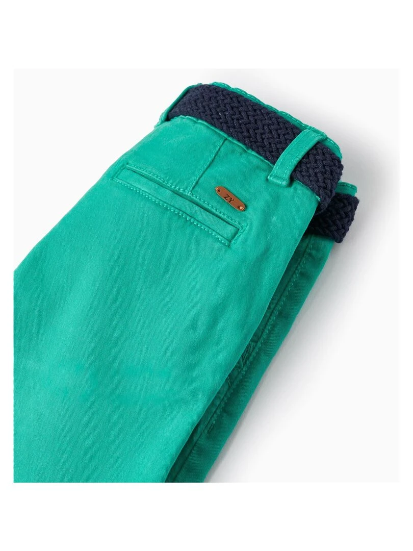 Short Chino En Sergé Avec Ceinture Pour Garçon  MATISSE   Vert