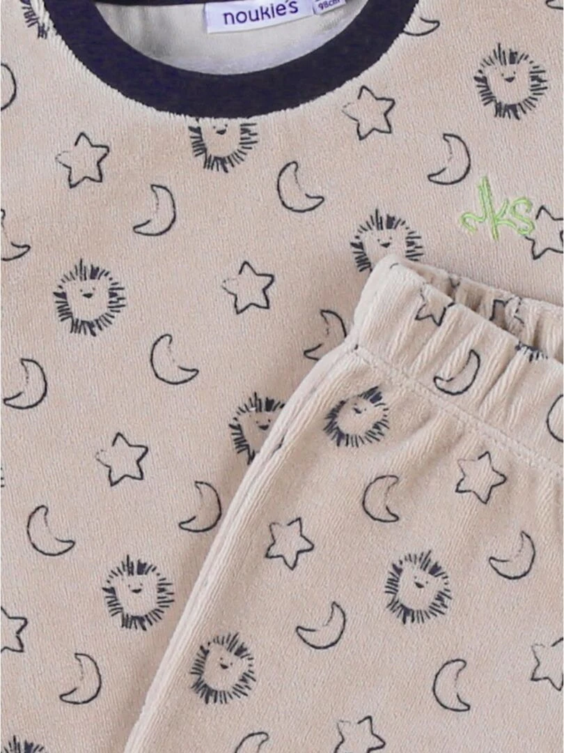 Pyjama 2 pièces à imprimé lion en velours    Noukie's   Beige