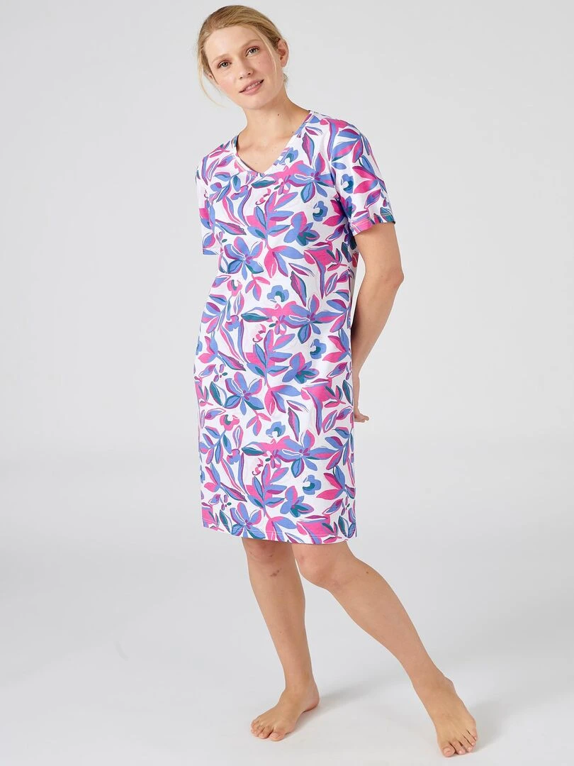 Chemise de nuit maille jersey coton peigné Damart Rose