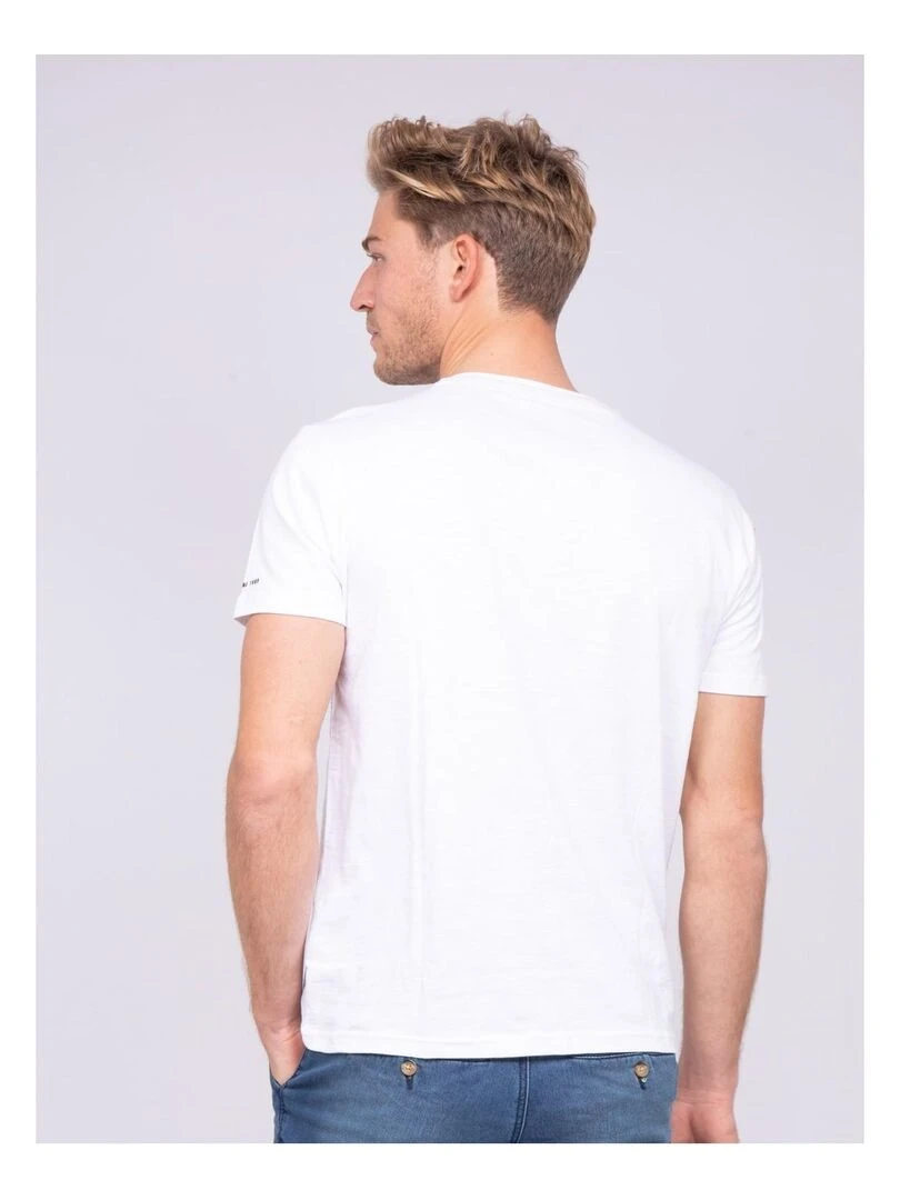 T shirt col rond pur coton NIDEEP   Blanc