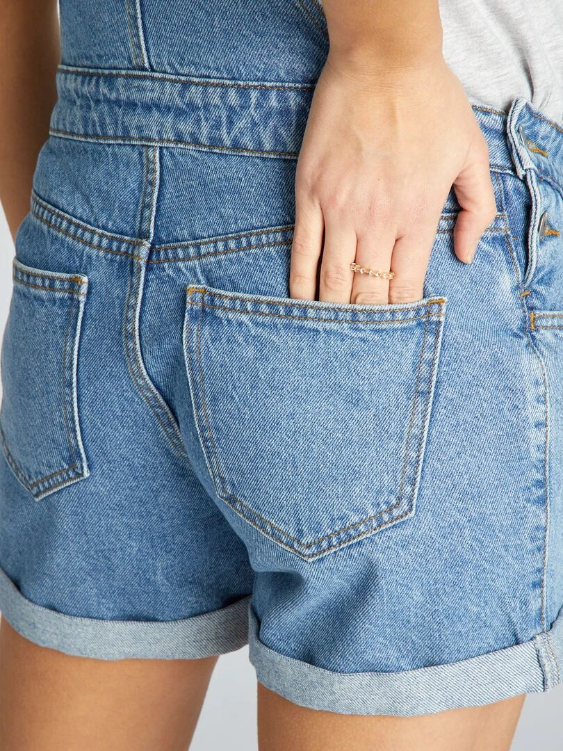 Salopette short grossesse en denim   Stone